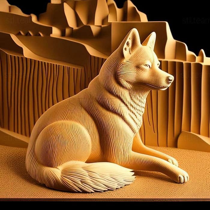 3D model Akita Inu dog (STL)